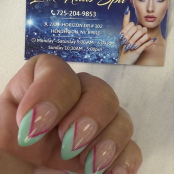 Lux Nails Spa - Teal and hot pink - Nail Salons Near Me - Henderson, Nevada