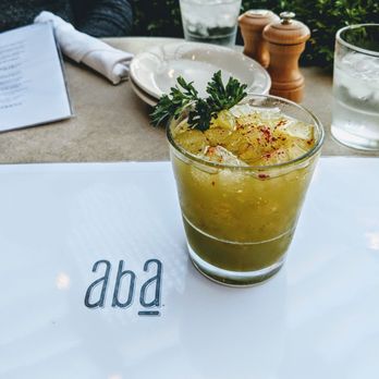Aba - "Aloe? It's me" - ilegal mezcal, aloe, green juice, lime & jalapeño - Mediterranean Near Me - Chicago, Illinois