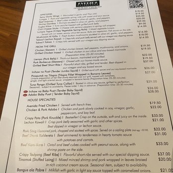 Avenida Restaurant - Menu - Filipino Near Me - San Mateo, California