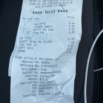 Subway - Receipt - Sandwiches Near Me - Charlotte, North Carolina Subway - Receipt - Sandwiches Near Me - Charlotte, North Carolina