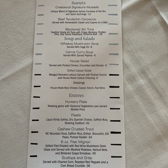 Table at Crestwood - Dinner menu in May - Southern Near Me - Boone, North Carolina