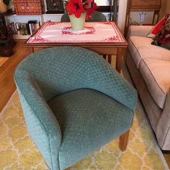 Castillo's Custom Upholstery - Green Chenille Barrel Chairs updated by J and J! - Furniture Reupholstery Near Me - Seattle, Washington Castillo's Custom Upholstery - Green Chenille Barrel Chairs updated by J and J! - Furniture Reupholstery Near Me - Seattle, Washington