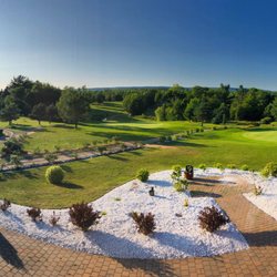 Eagle Crest Golf Course - Clubhouse patio overlooking #1, #18, & practice green