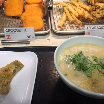 Marugame Udon - Eggplant tempura $0.90, Paitan Udon with green onions and tempura flakes $4.30 - Japanese Near Me - Honolulu, Hawaii