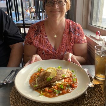 Baker's Wife Bistro - Their Catfish Special - MIL said she'd lick the plate it was so good! (She didn't though lol) - French Near Me - Hampton, Virginia Baker's Wife Bistro - Their Catfish Special - MIL said she'd lick the plate it was so good! (She didn't though lol) - French Near Me - Hampton, Virginia