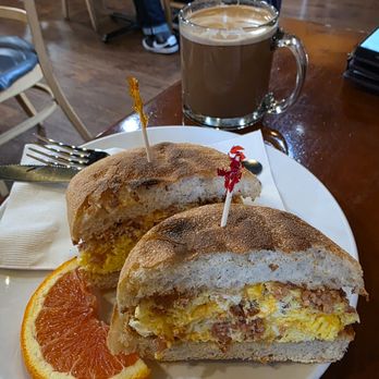 A'Roma Roasters - Bacon, Egg, & Cheese on Ciabatta - Coffee & Tea Near Me - Santa Rosa, California A'Roma Roasters - Bacon, Egg, & Cheese on Ciabatta - Coffee & Tea Near Me - Santa Rosa, California