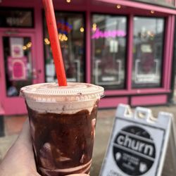 Churn Homemade Ice Cream & Coffee - Black raspberry fudge Milkshakes - Regular, 16 oz.