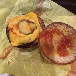 Only one pathetic pickle in my cheese burger.