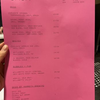 Ursa - Drink Menu - Wine Bars Near Me - Mammoth Lakes, California