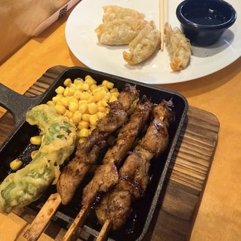 Edo Sushi and Ramen - Pork Gyoza and Yakitori (3pcs) - Sushi Bars Near Me - Moreno Valley, California Edo Sushi and Ramen - Pork Gyoza and Yakitori (3pcs) - Sushi Bars Near Me - Moreno Valley, California