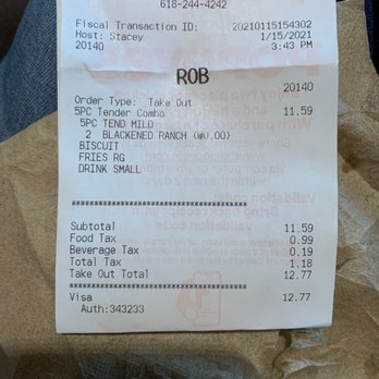 Popeyes Louisiana Kitchen - 1 meal receipt - Chicken Wings Near Me - Mount Vernon, Illinois