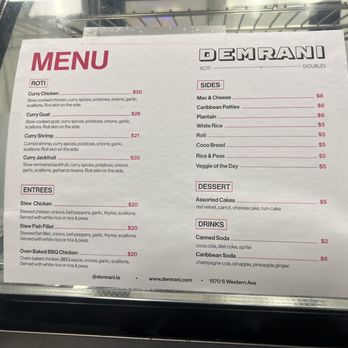 Demrani Roti + Doubles - Menu - Caribbean Near Me - Los Angeles, California Demrani Roti + Doubles - Menu - Caribbean Near Me - Los Angeles, California