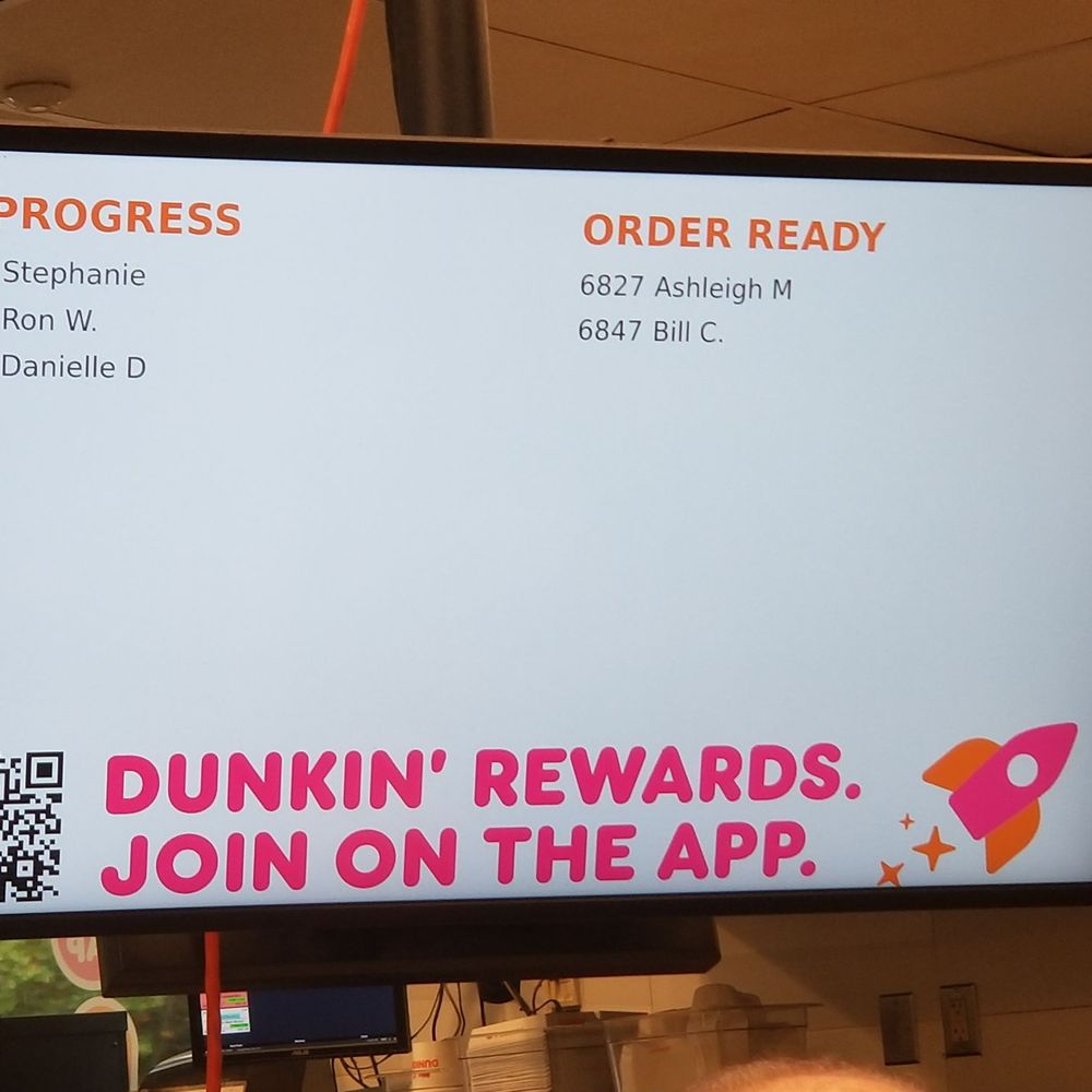 Dunkin' - Order board above the pick-up area - Donuts Near Me - Henniker, New Hampshire Dunkin' - Order board above the pick-up area - Donuts Near Me - Henniker, New Hampshire