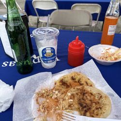 Pupusas La Salvadoreña - Two Pupusas and a drink
