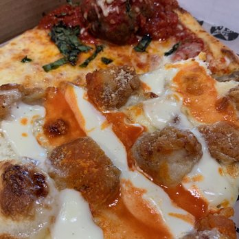 We, The Pizza - Buffalo Wings (fore) and Meatball Pizza (back) - Pizza Near Me - Washington, DC, District of Columbia We, The Pizza - Buffalo Wings (fore) and Meatball Pizza (back) - Pizza Near Me - Washington, DC, District of Columbia