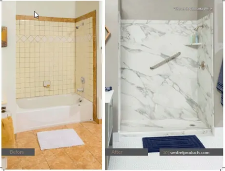 Before and after - We'll take your bathroom from blah to ahhhhh quickly. Most jobs take just a few days.