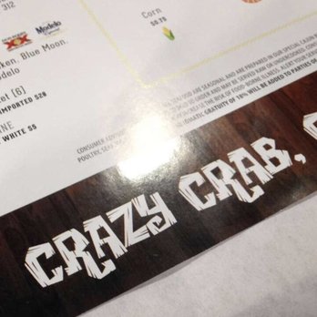 Crazy Crab - Paper menus. One sheet and easy to understand. - Cajun/Creole Near Me - Streamwood, Illinois Crazy Crab - Paper menus. One sheet and easy to understand. - Cajun/Creole Near Me - Streamwood, Illinois