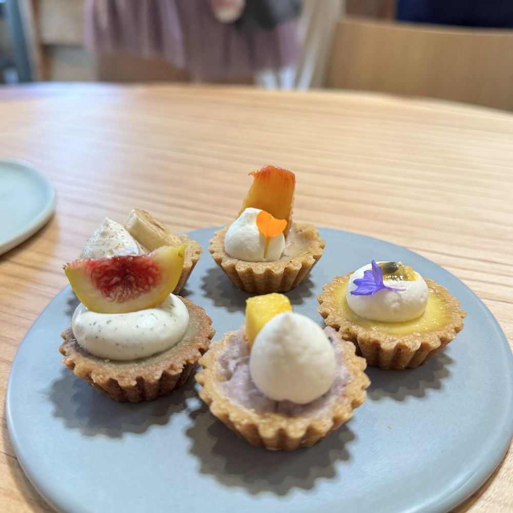 Pinecone Bakeshop Plus Cafe - Mini fruit tart flight - Coffee & Tea Near Me - Alhambra, California Pinecone Bakeshop Plus Cafe - Mini fruit tart flight - Coffee & Tea Near Me - Alhambra, California