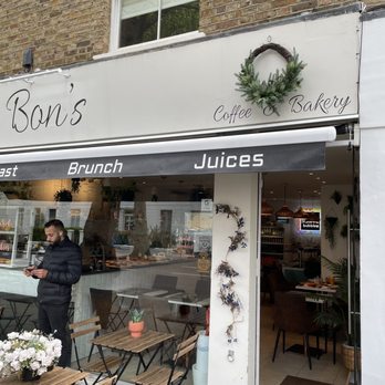 Bon’s - Exterior with outdoor and indoor seating. - Cafes Near Me - London, XGL Bon’s - Exterior with outdoor and indoor seating. - Cafes Near Me - London, XGL