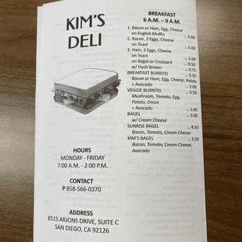 Kim's Deli - Menu 3/24/2021 - Delis Near Me - San Diego, California Kim's Deli - Menu 3/24/2021 - Delis Near Me - San Diego, California