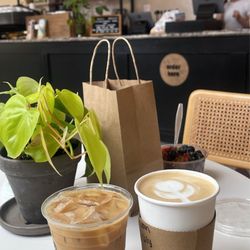 Walnut Hill Coffee - Hot vanilla latte with and iced coffee brew