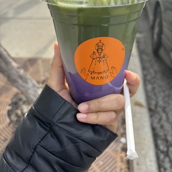 Mano Modern Cafe - Iced ube matcha w/oatmilk - Filipino Near Me - Chicago, Illinois
