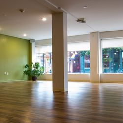Tru Yoga - Our practice space, with windows overlooking South Ave.