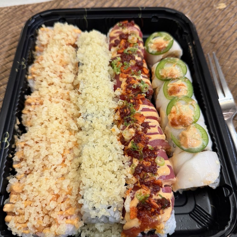 Sushi Kitchen - 3 special rolls and crunchy tuna roll. Sunrise roll And kiss roll - Sushi Bars Near Me - Farmingdale, New York Sushi Kitchen - 3 special rolls and crunchy tuna roll. Sunrise roll And kiss roll - Sushi Bars Near Me - Farmingdale, New York