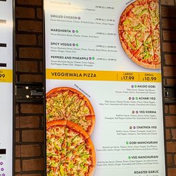 a menu for a variety of pizzas