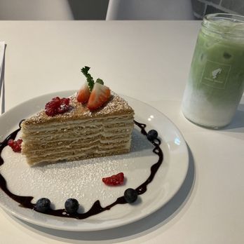 Sweet Moon - Honey cake and Ice Matcha Latte - Bakeries Near Me - Chicago, Illinois Sweet Moon - Honey cake and Ice Matcha Latte - Bakeries Near Me - Chicago, Illinois