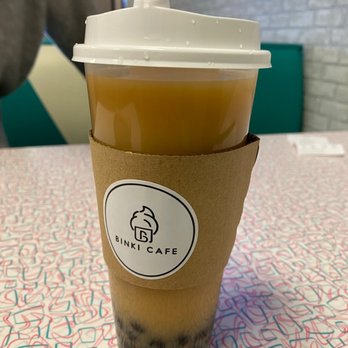 Binki Cafe - Charlotte - jasmine green milk tea (hot, with almond milk) and boba - Bubble Tea Near Me - Charlotte, North Carolina Binki Cafe - Charlotte - jasmine green milk tea (hot, with almond milk) and boba - Bubble Tea Near Me - Charlotte, North Carolina