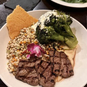 Twisted Tree - Charred broccoli with aged steak. Substitute of cauliflower mash. - Seafood Near Me - Saint Louis, Missouri Twisted Tree - Charred broccoli with aged steak. Substitute of cauliflower mash. - Seafood Near Me - Saint Louis, Missouri