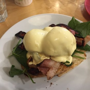 Death Star Canteen - Eggs Benedict with bacon and spinach over Turkish toast. Delicious. - Coffee & Tea Near Me - Brisbane, QLD