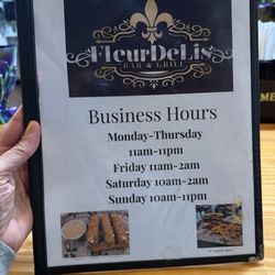 Fleur De Lis Bar & Grill - Front of menu