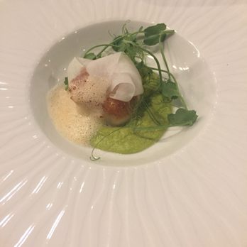 Sage Student Bistro - Scallop in pea-based foam - New American Near Me - Omaha, Nebraska