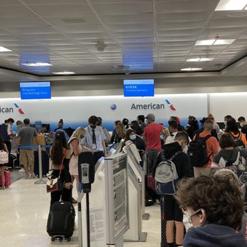 American Airlines - Unclear signs and lines (line cleared up before photo was taken) - Airlines Near Me - Boston, Massachusetts