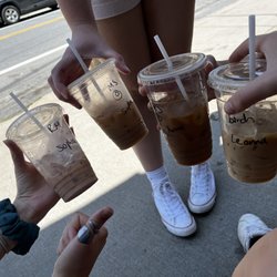 Blue Line Coffee House  - Us holding our iced lattes