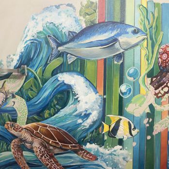 Murals by Betty - Sea life in progress in a bathroom - Commissioned Artists Near Me