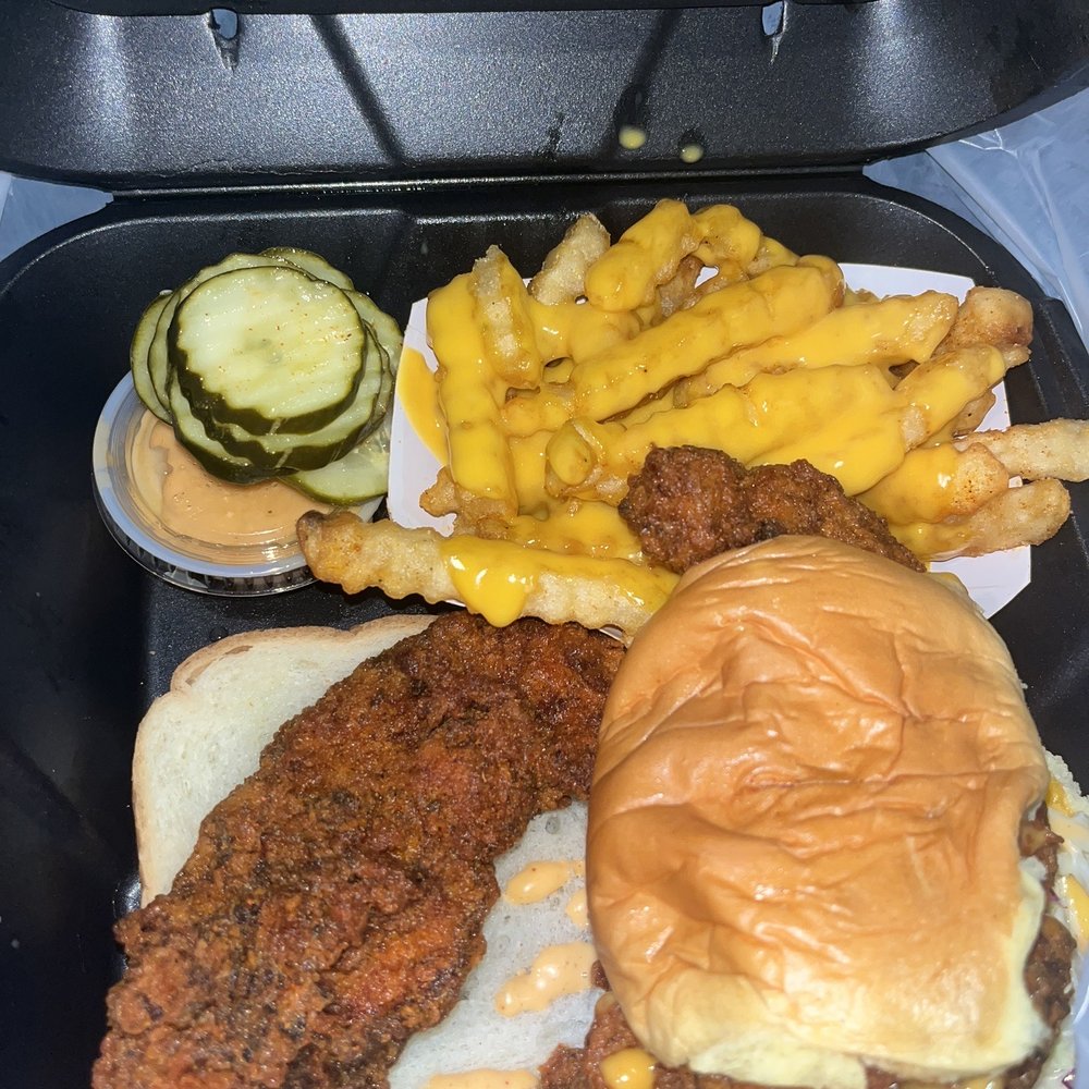 Dave's Hot Chicken - #3 w cheese on slider both medium upgrade cheese fries - Chicken Shop Near Me - Kenosha, Wisconsin Dave's Hot Chicken - #3 w cheese on slider both medium upgrade cheese fries - Chicken Shop Near Me - Kenosha, Wisconsin