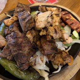 Beef and chicken fajitas