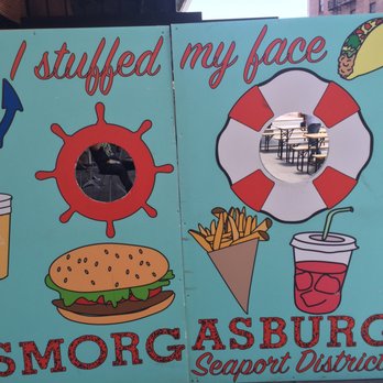 Fletcher's Brooklyn Barbecue - Silly head shot sign - Food Stands Near Me - New York, New York Fletcher's Brooklyn Barbecue - Silly head shot sign - Food Stands Near Me - New York, New York