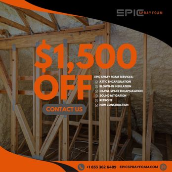 Epic Spray Foam - spray foam insulation, energy efficiency, air sealing, insulation, thermal barrier, eco-friendly, cost-effective, soundproofing - Insulation Installation Near Me - Canton, Georgia Epic Spray Foam - spray foam insulation, energy efficiency, air sealing, insulation, thermal barrier, eco-friendly, cost-effective, soundproofing - Insulation Installation Near Me - Canton, Georgia