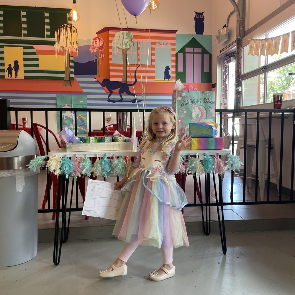 Scoops - a little girl in a dress standing in front of a table with balloons - Ice Cream & Frozen Yogurt Near Me - Denver, Colorado Scoops - a little girl in a dress standing in front of a table with balloons - Ice Cream & Frozen Yogurt Near Me - Denver, Colorado