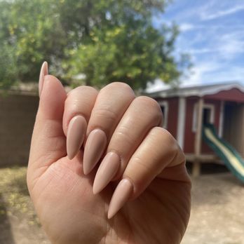 Yuma Nails & Spa - Stiletto nails with nude color acrylic - Nail Salons Near Me - Yuma, Arizona