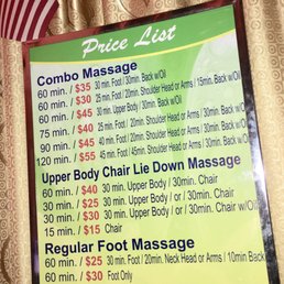 Sunny foot massage price list update