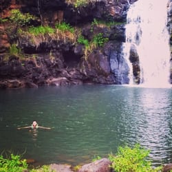 Waimea Valley - Swimming by the falls.