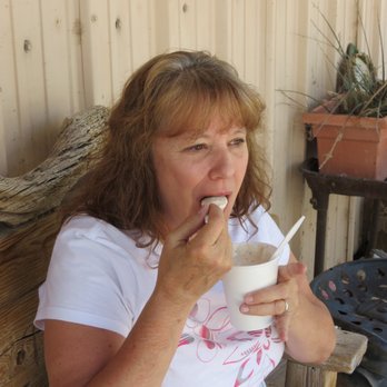 China Ranch Date Farm - Debs enjoying her date shake - Ranches Near Me - Tecopa, California
