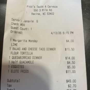Pico's Tacos & Cerveza - This place is a must try!!! - Mexican Near Me - Racine, Wisconsin