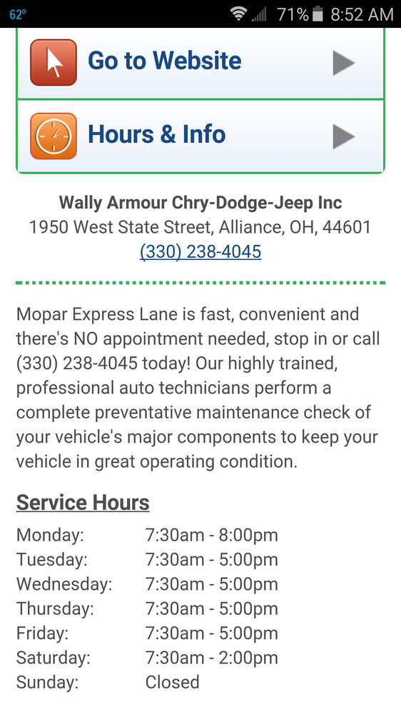 WALLY ARMOUR CHRYSLER Updated April 2024 1975 W State St, Alliance