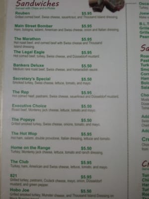 Menu photo 5 Main Street Deli Bar and Arcade Findlay, OH